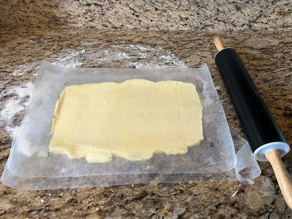 Croissant butter rolled out in a sheet