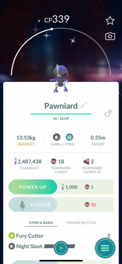 Pawniard pokemon caught in New York