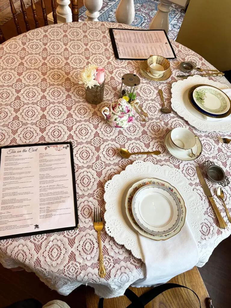Overhead view of the table