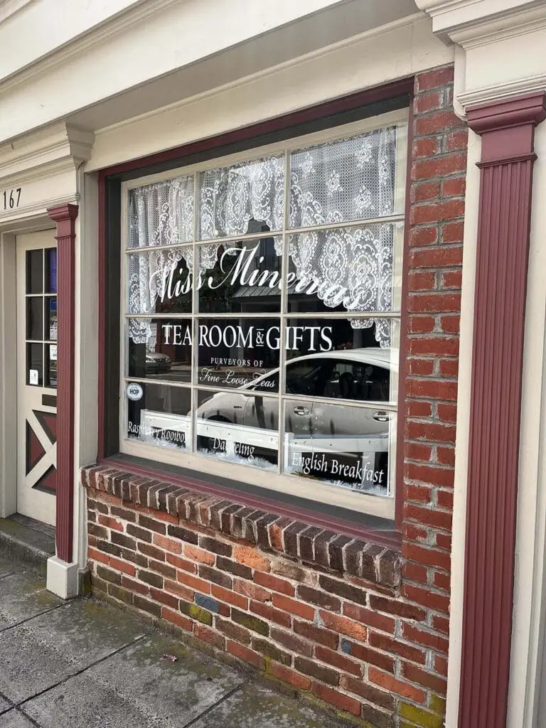 Miss Minerva's Tea Room Exterior Window