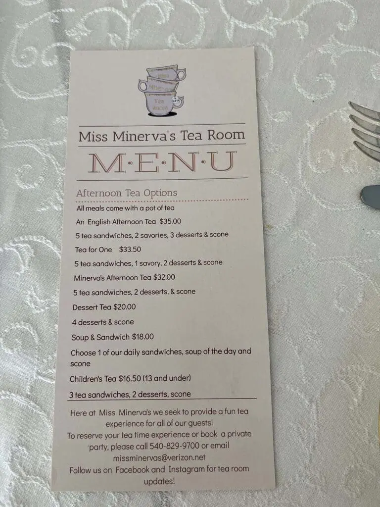 Miss Minervas Menu