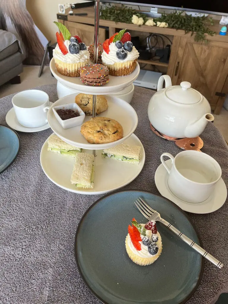 Three tiered tray casual afternoon tea