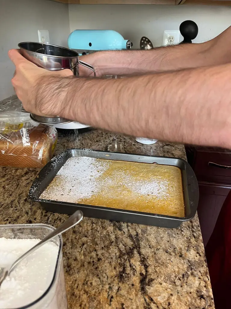 sifting powdered sugar
