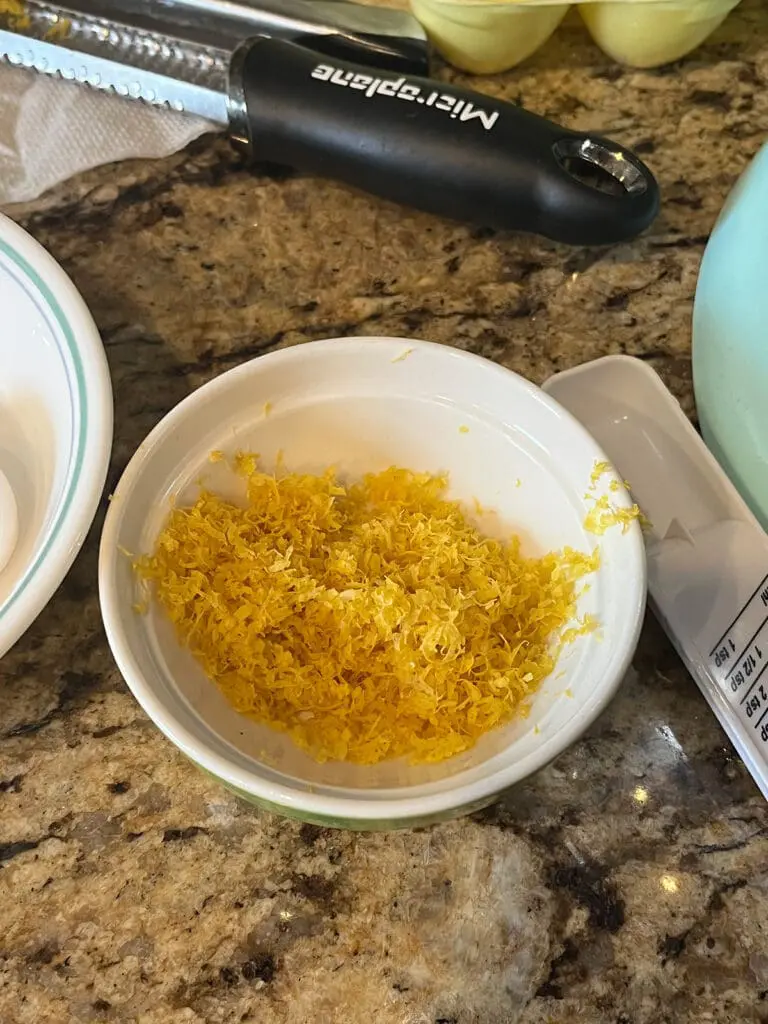 Bowl of lemon zest