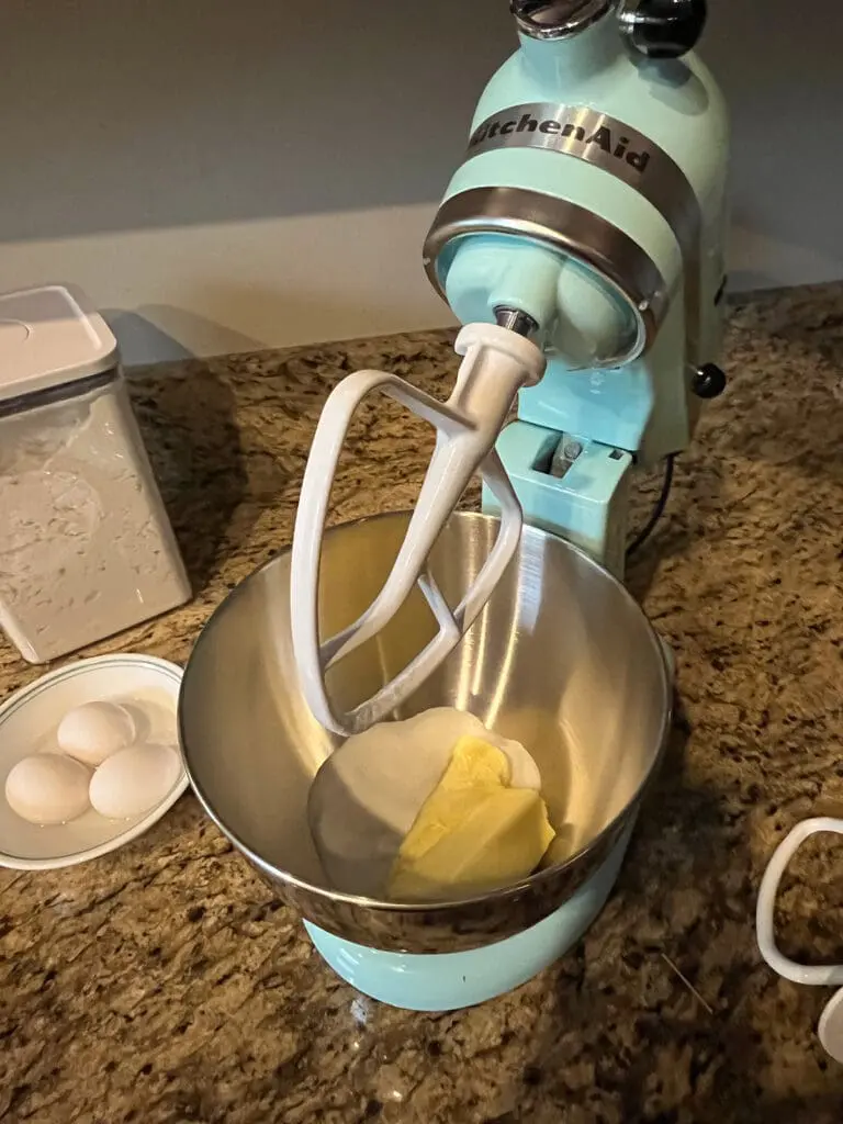 shortbread base in stand mixer