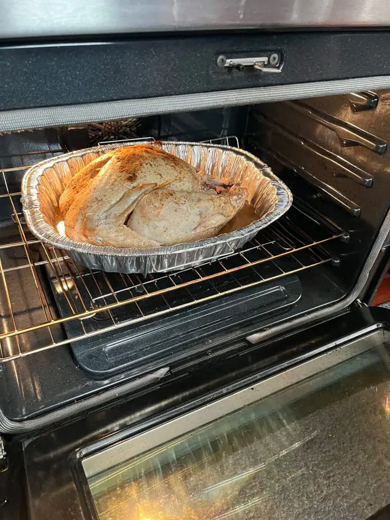 Popeyes turkey cooking in oven