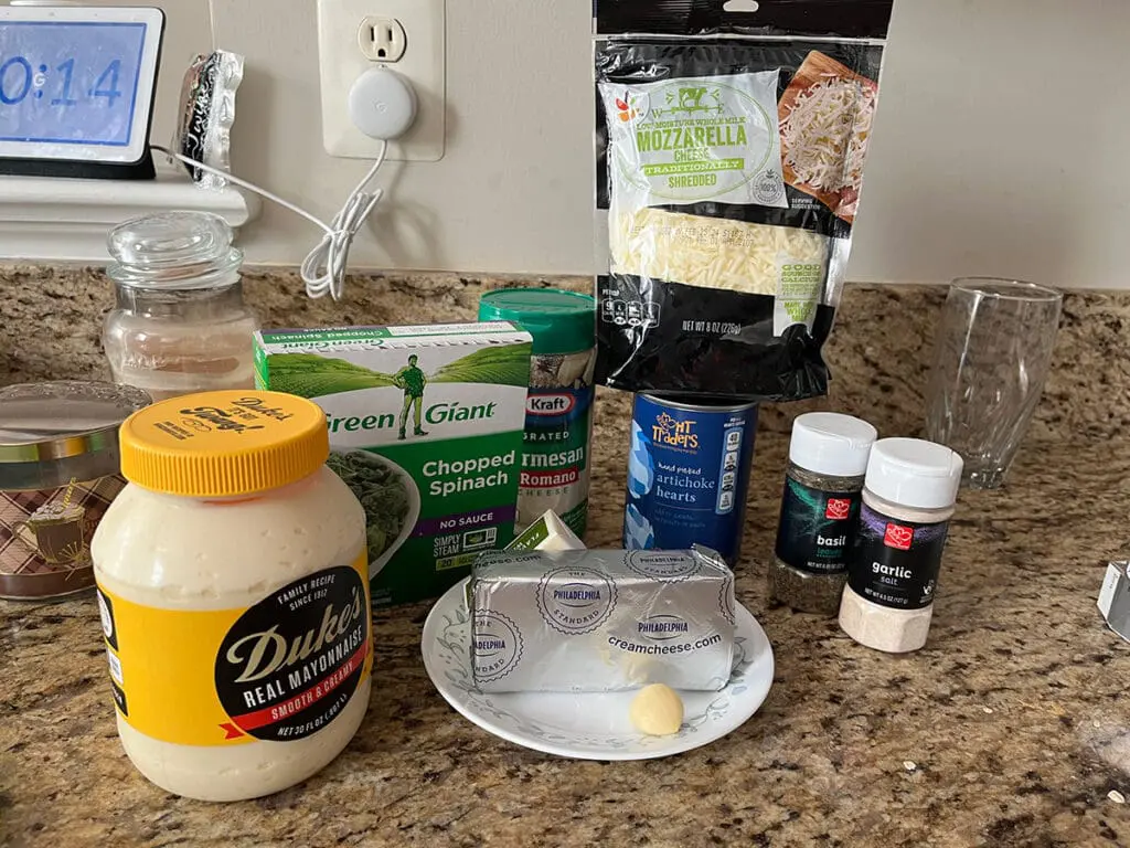 Spinach artichoke dip ingredients