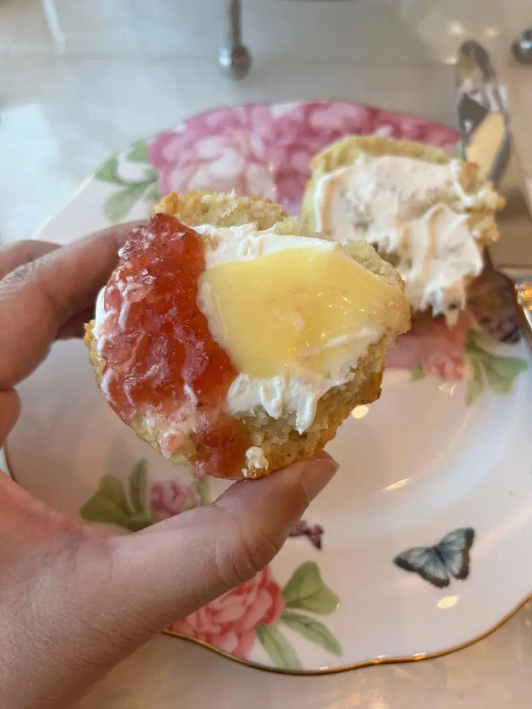 Lady Camellia Scone with Devonshire cream, strawberry preserves, lemon curd