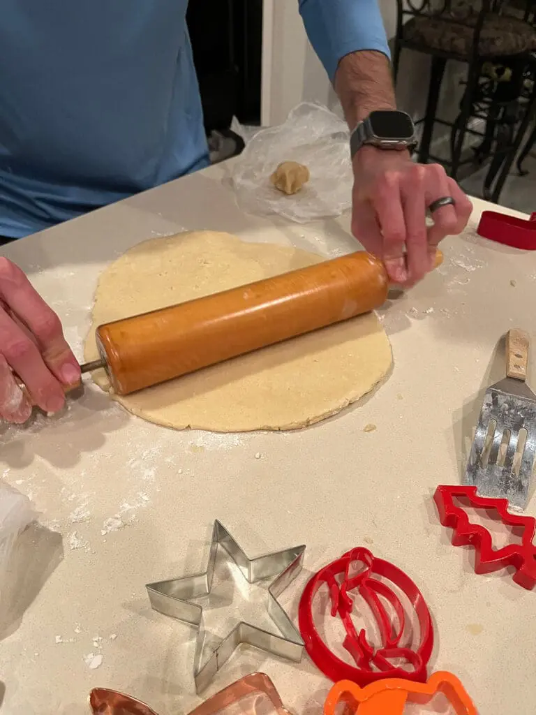 Rolling out sugar cookie dough