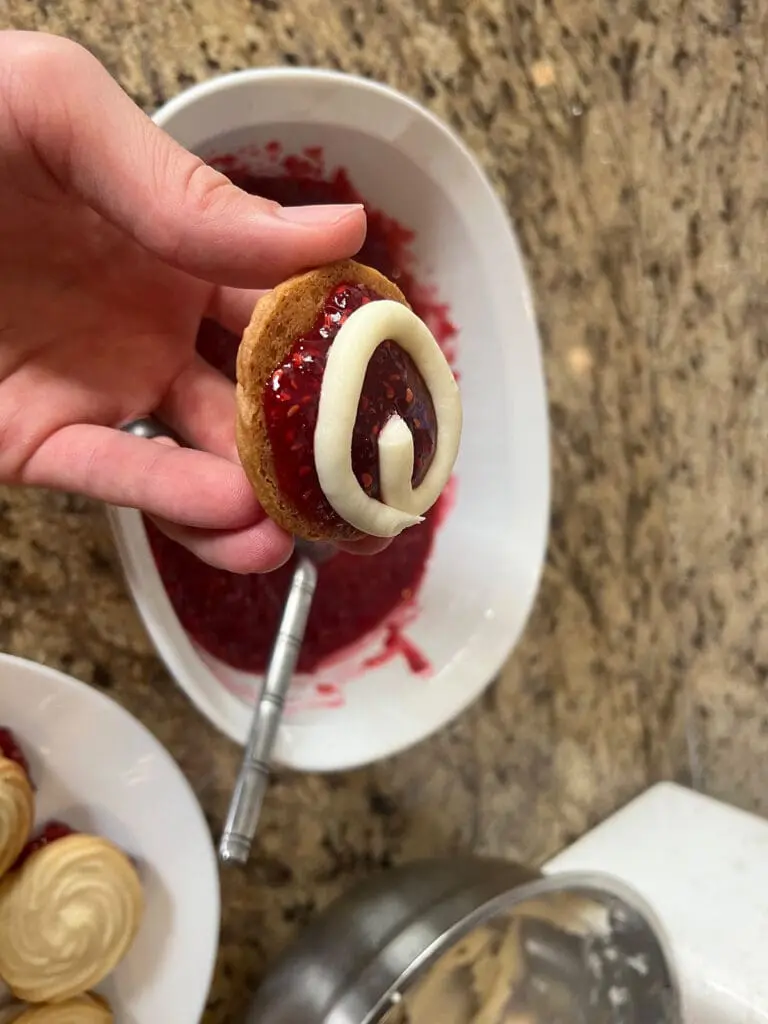 Viennese Whirls assembly with buttercream