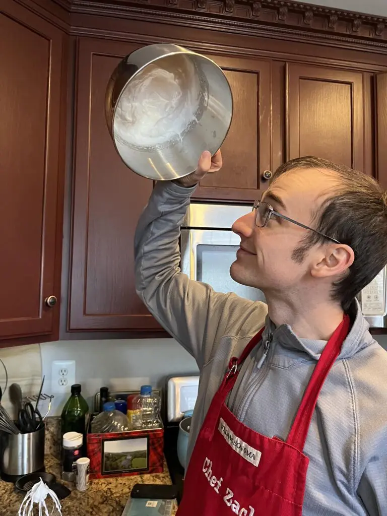 Macaron egg whites in bowl