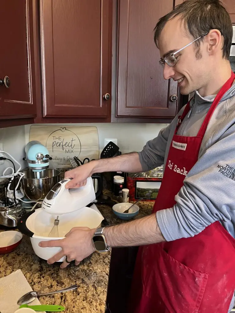 Macaron batter being mixed