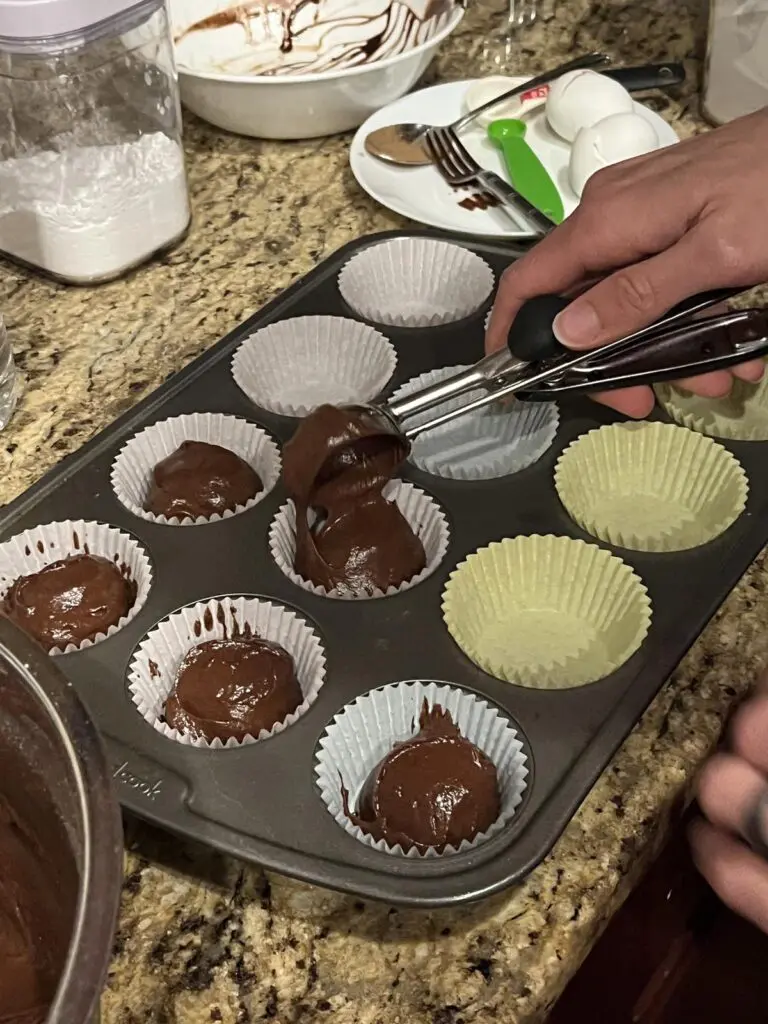 Scooping Cupcake batter