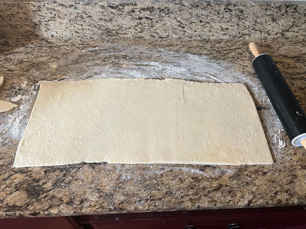 Rolled out croissant dough
