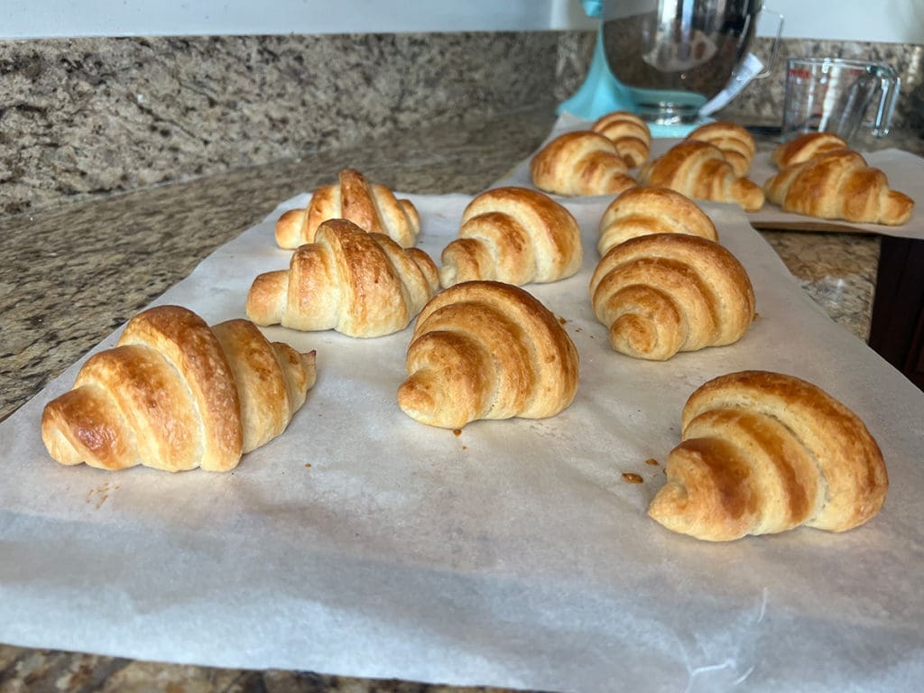 Croissants baked and cooling