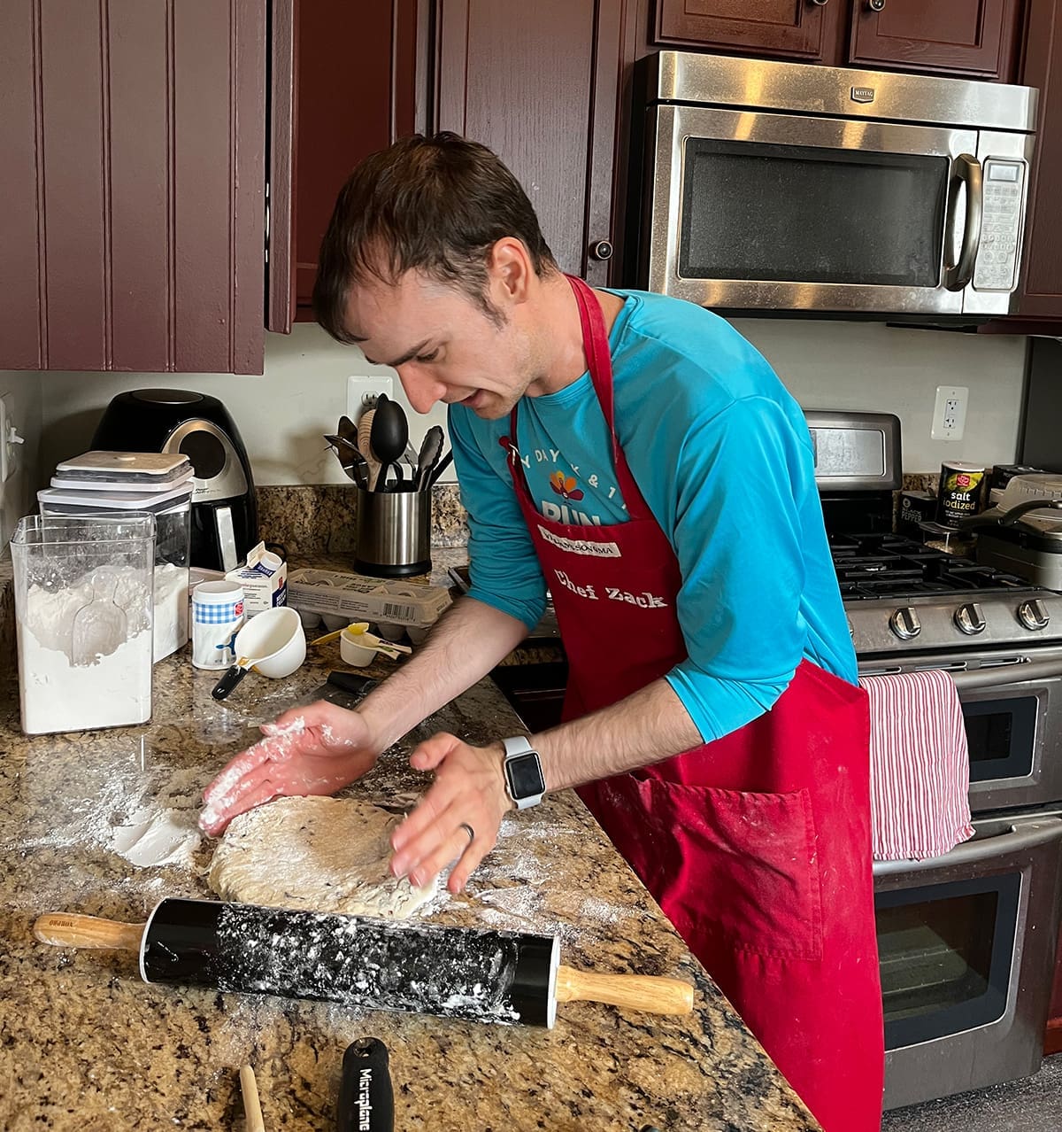 Xak forming the scone dough.