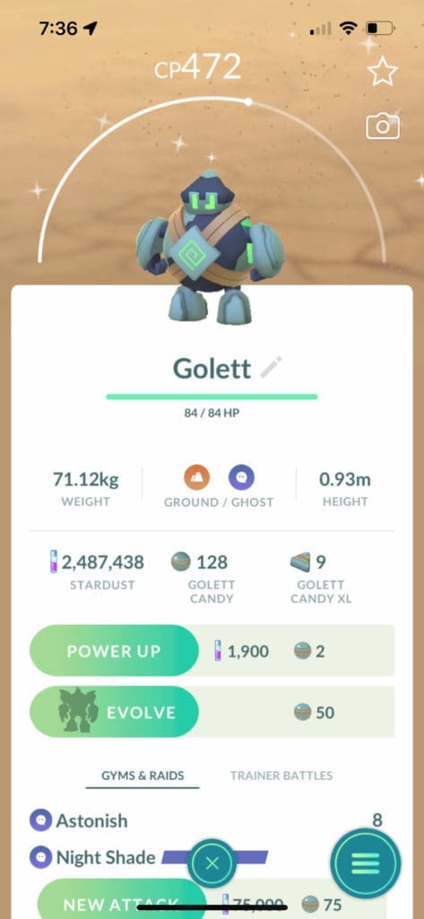 Golett pokemon caught in New York