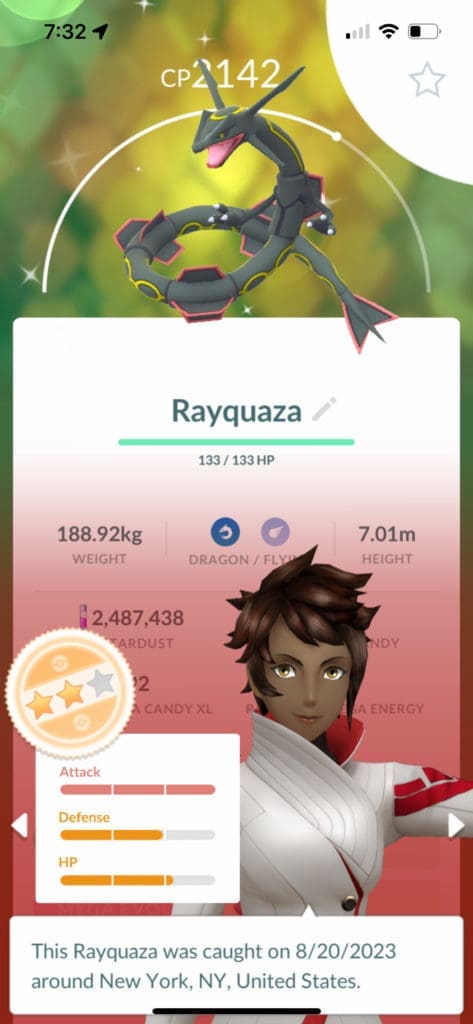 Rayquaza pokemon caught in New York