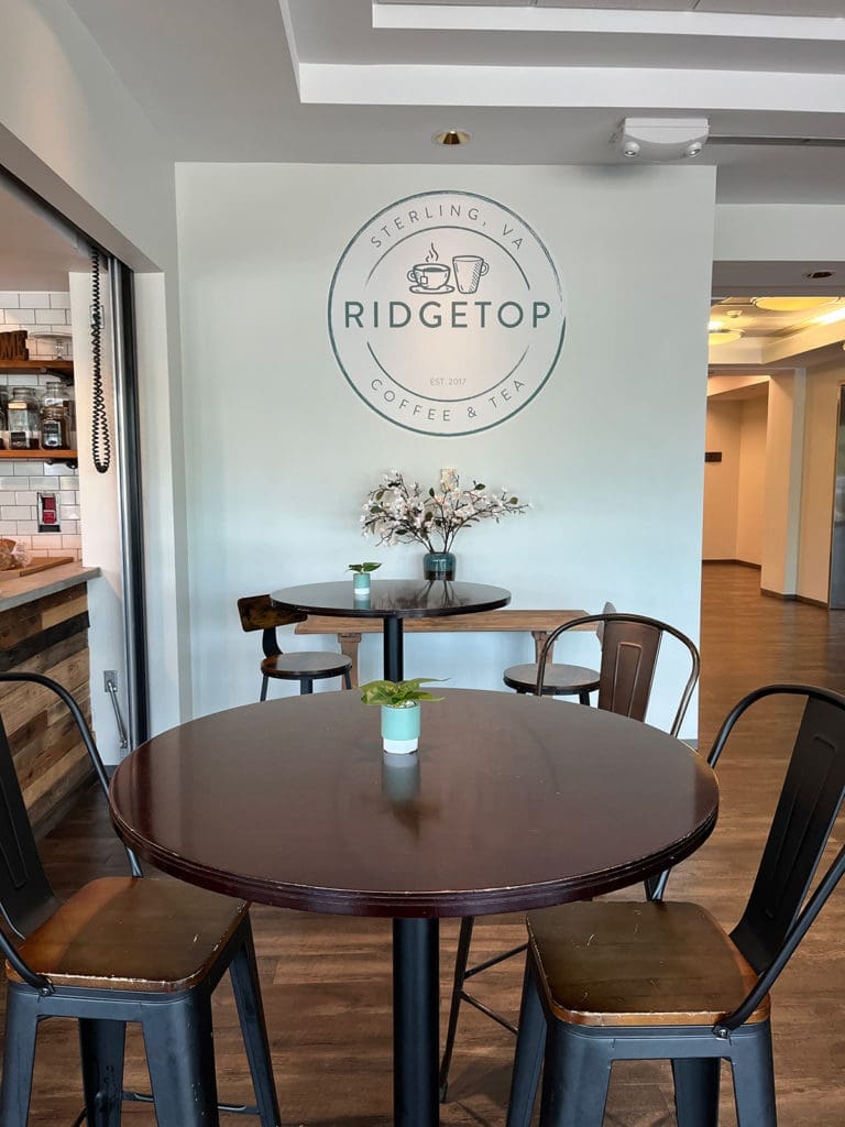 Ridgetop Coffee seating and logo