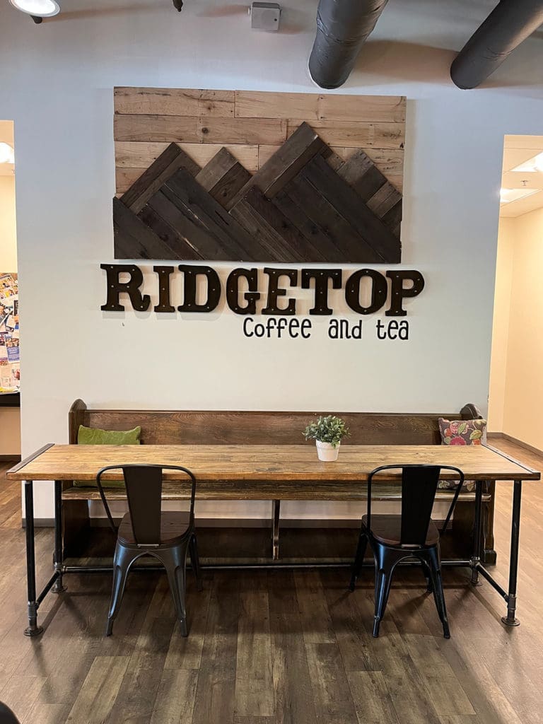 Ridgetop Coffee Sign art in store