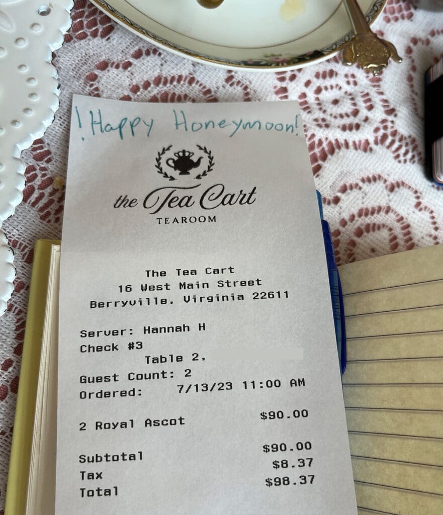 Tea Cart Receipt