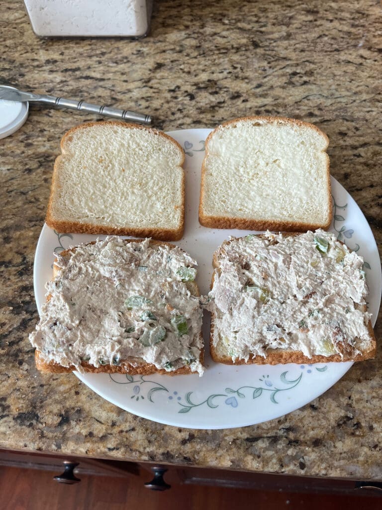 Chicken sandwich filling on bread