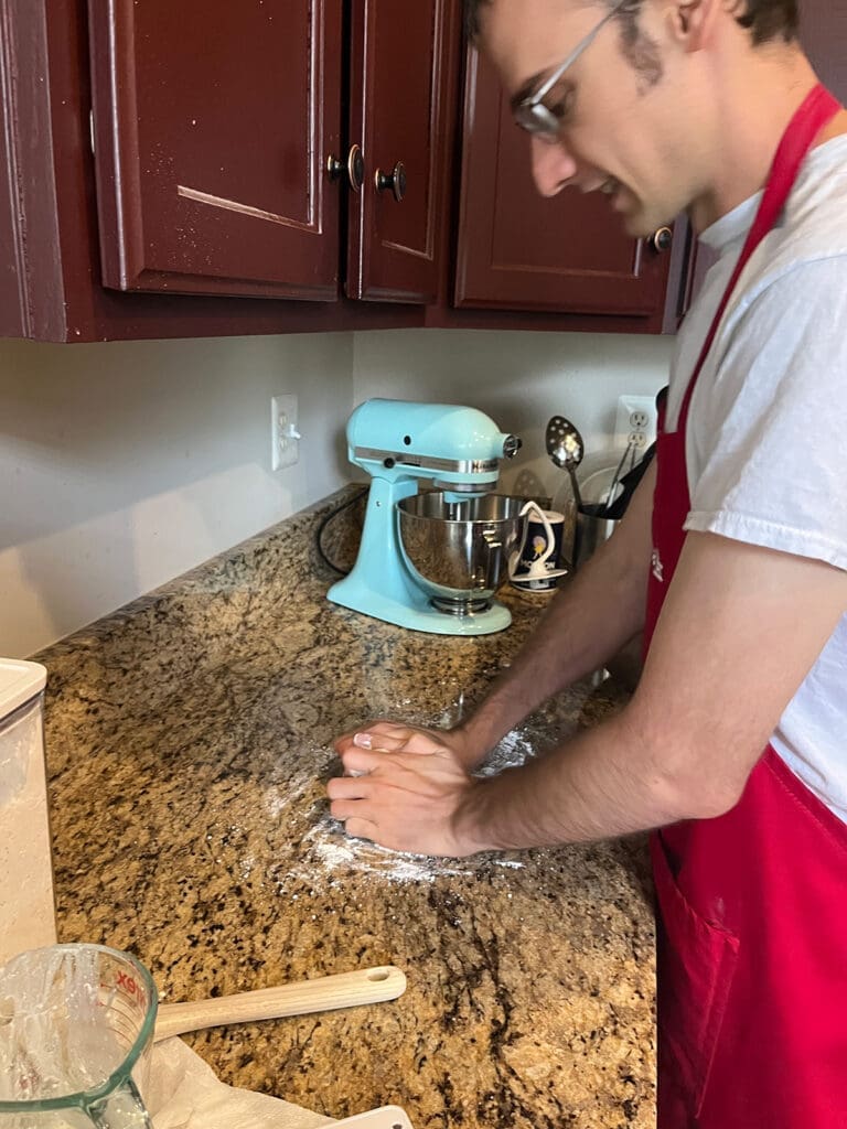 Preparing the cream scone dough