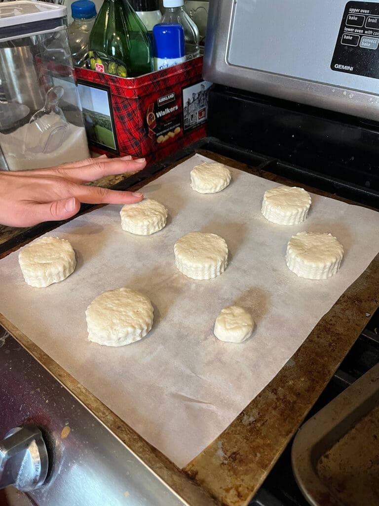 Cream Scones on a baking sheet