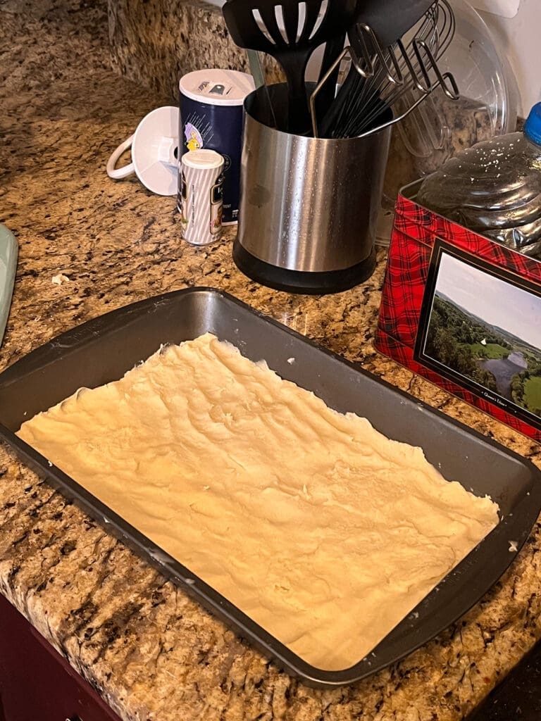 shortbread dough in pan