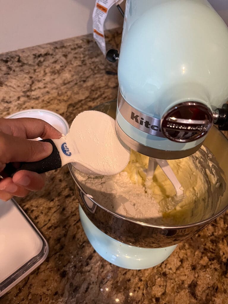putting in flour