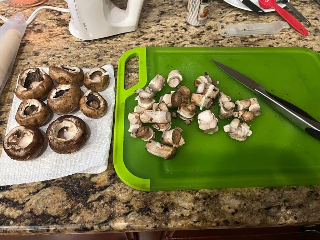 Thanksgiving stuffed mushrooms chopped