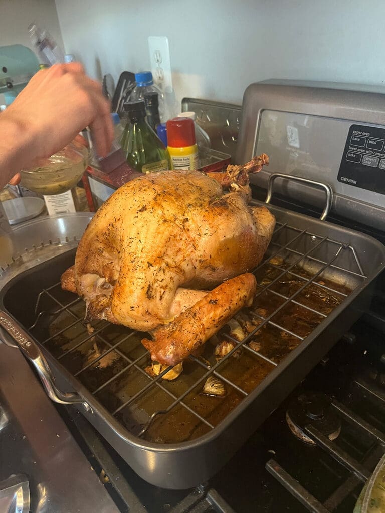 Turkeys brushed with butter